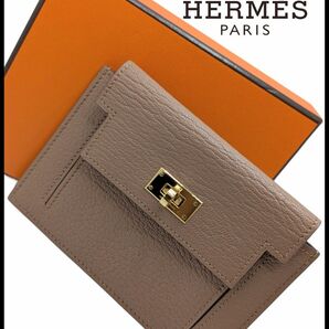 極美品 エルメス ケリーポケットコンパクト ヴォーエプソン コインケース財布