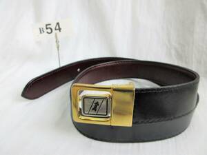 【B-54】イタリー製　黒　革ベルト　メンズ　W67.5cm～77.5cm