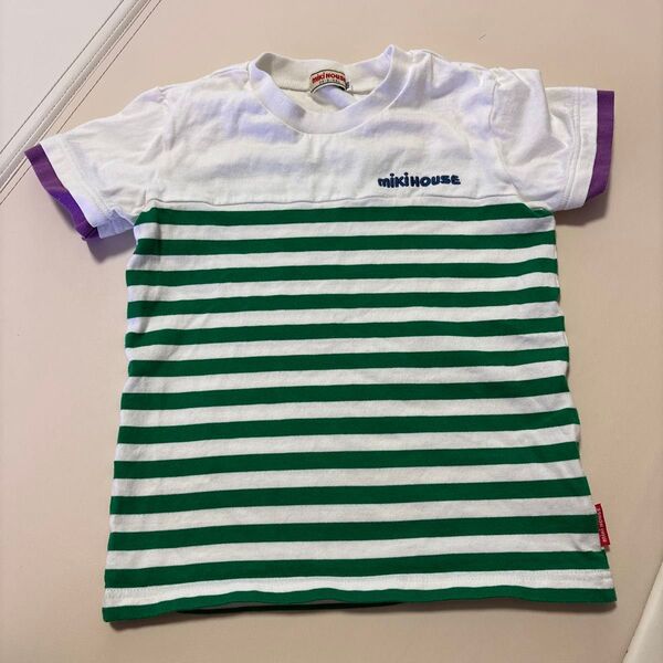 ミキハウス Tシャツ ロゴ ボーダー 100cm