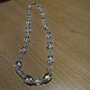 クリスタルガラスネックレス クリア ロング丈 大粒