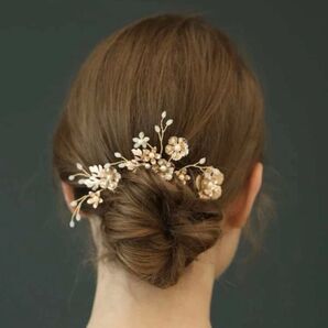 髪飾り 結婚式 お呼ばれ 成人式 和装 浴衣 卒業式 ヘアアクセサリー ヘアピン かんざし 花 ゴールド ヘッドドレス ブライダル