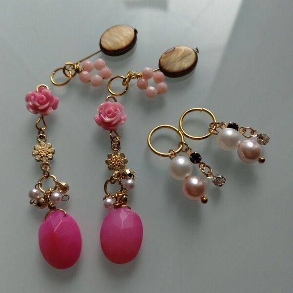 ピンクのチャーム721 ハンドメイドアクセサリーパーツ