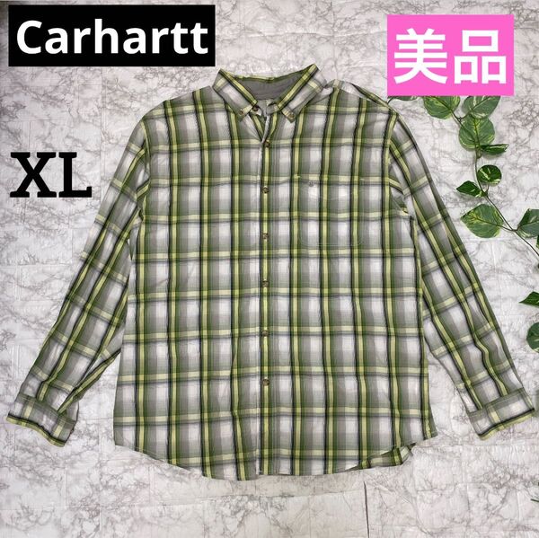 【美品】Carhartt/カーハート 長袖シャツ チェック柄 XLサイズ