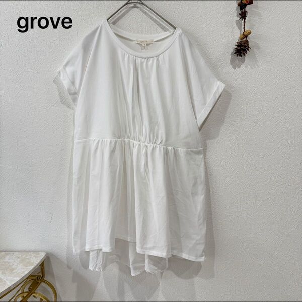 grove tシャツ チュニック ホワイト コットン 綿レディース