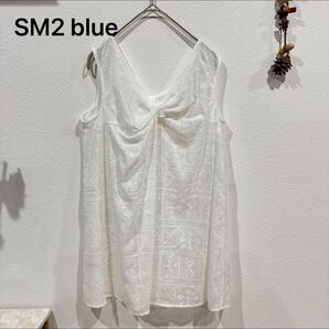 サマンサモスモスブルー ノースリーブ トップス 刺繍 ブラウス カットソー ホワイト