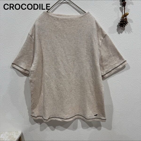 クロコダイル トップス カットソー Tシャツ L 半袖 ベージュ