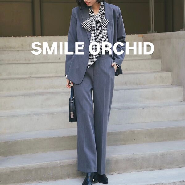 【美品】SMILE ORCHID プリーツ裾ペプラムジャケット&ワイドパンツセットアップスーツ S