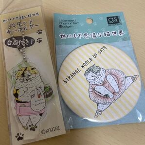 世にも不思議な猫世界 スタンドキーホルダーと缶バッジ 2個セット新品値下げ不可