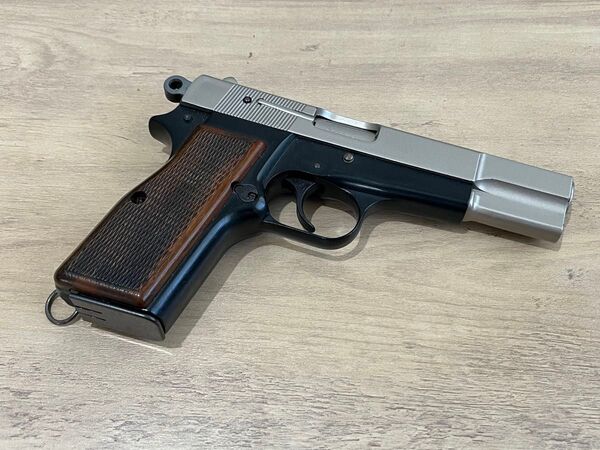 マルシン FN ブローニングハイパワー モデルガン 木製グリップ付 ハーフシルバー塗装 ABS シルバースライド リアルウッド