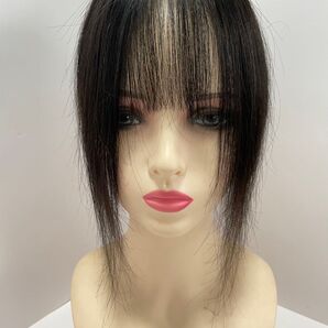 部分ウィッグ頭頂部ウィッグヘアピース超軽い蒸れにくい人毛100% ナチュラルブラック