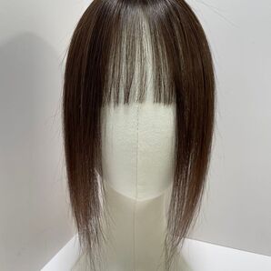 前髪ウィッグ人毛100%ヘアピース部分ウィッグ頭頂部エアリー ダークブラウン