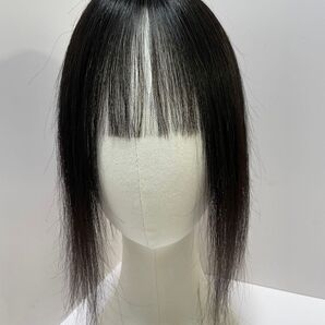 前髪ウィッグ人毛100%ヘアピース部分ウィッグ頭頂部エアリー ナチュラルブラック