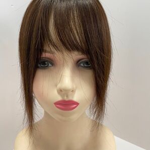 部分ウィッグ頭頂部ウィッグヘアピース超軽い蒸れにくい人毛100%ブラウン