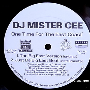 ★☆DJ Mister Cee「One Time For The East Coast / Getta Grip Muthaphuckas」☆★5点以上で送料無料!!!の画像1