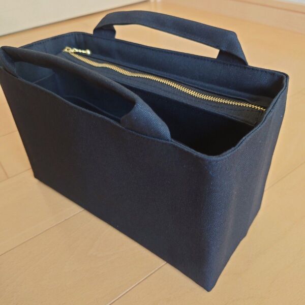 ハンドメイド 帆布の持ち手付きバッグインバッグ