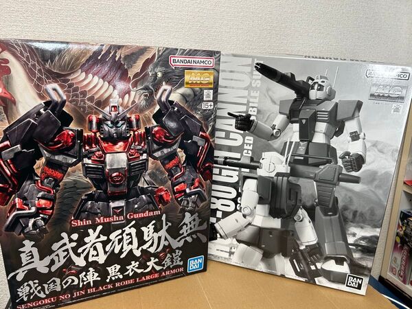 新品★MG1/100ジム・キャノン+MG1/100新武者頑駄無 戦国の陣 黒衣大鎧