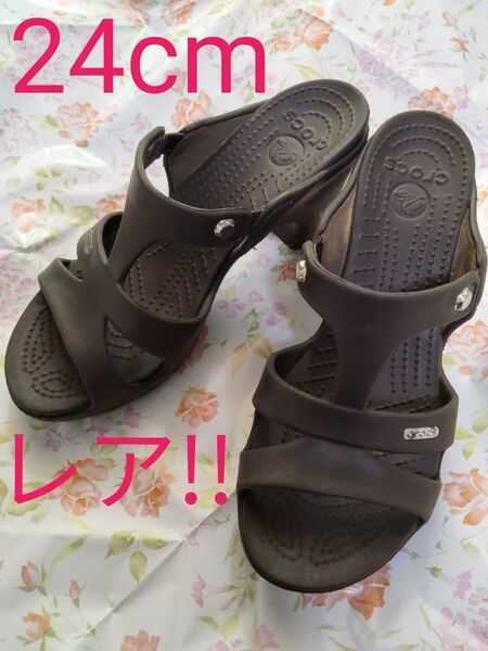 【激レア】クロックス サンダル サイプラス ハイヒール ミュール ダークブラウン こげ茶 w8 24cm 廃盤 crocs