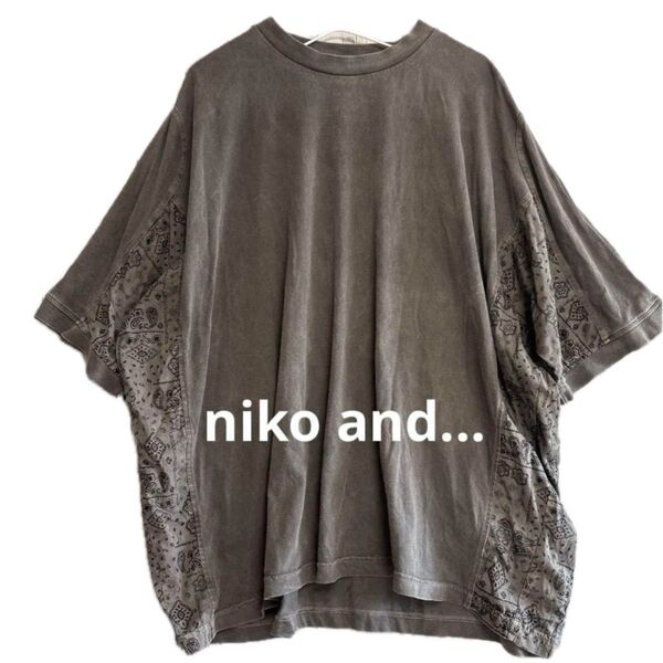 niko and ニコアンド エスニック柄 オーバーサイズ Tシャツ 半袖
