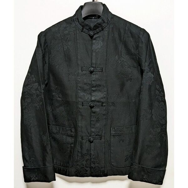 BLACK COMME des GARCONS 12AW 薔薇ジャガード チャイナジャケット S 新品同様ブラックコムデギャルソン