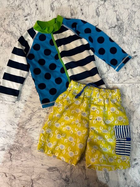 【90cm】男の子用水着セット 上下 ラッシュガード