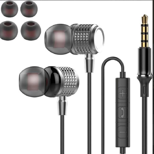 AA243s 有線イヤホン【重低音と快適通話の両立】ステレオ カナル型 マイク付き 音量調節 リモコン付き スマホ対応 3.5mm