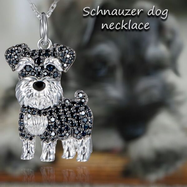 シュナウザー ネックレス シルバー キラキラ アクセサリー 犬 ギフト プレゼント アニマル