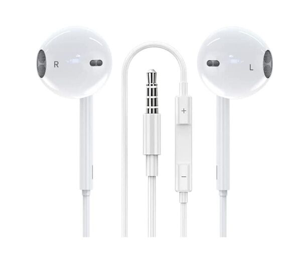 イヤホン有線マイク付き3.5mm ios/iPad/Android/PC (白)