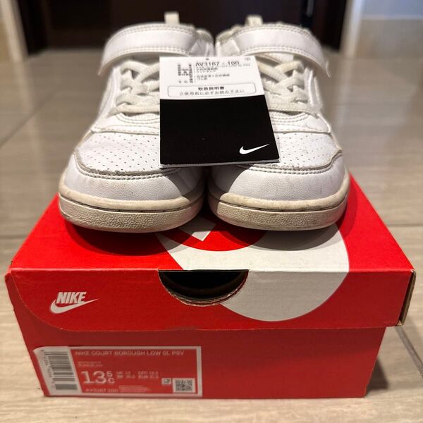NIKE コートバーロウ LOW SL PSV 19.5cmAV3167-100 白スニーカー ナイキ スニーカー