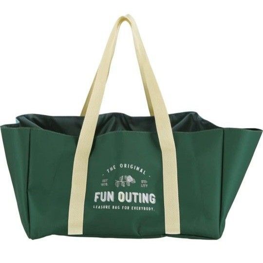 不二貿易 FUN OUTING レジカゴ用バッグ グリーン 詰め替えなし カゴにはめるだけ 中身が見えない 大容量 巾着