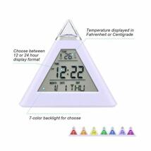 A0928　7 色のカラフルなピラミッド Lcd アラーム時計夜の光温度計デジタル壁時計変更可能 Led 時計ホームインテリア Accessorier_画像2