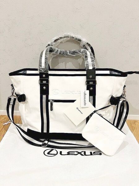 レクサス トートバッグ ポーチ付 ウルトラスエード生地 旅行鞄 ショルダーバッグ ゴルフバック LEXUS正規品