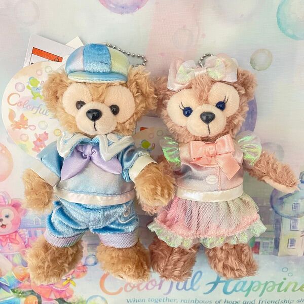 ダッフィー& シェリーメイ ぬいぐるみバッジ カラフルハピネス