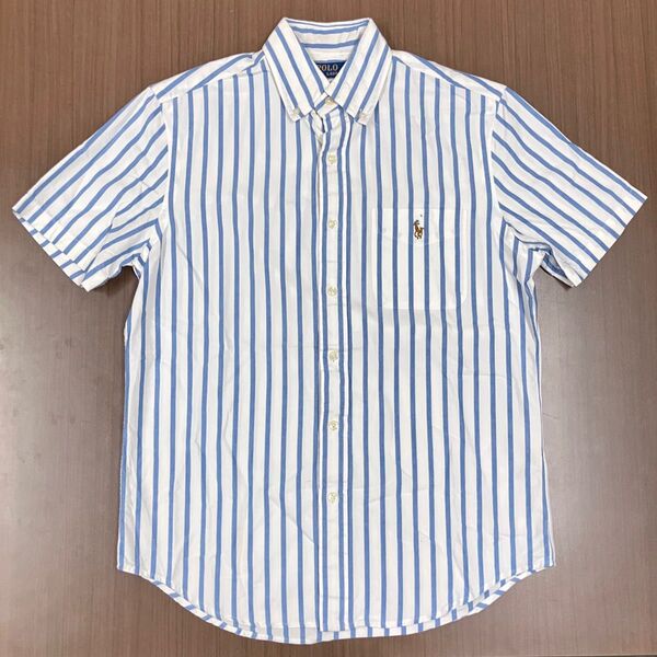 POLO RALPH LAURENポロラルフローレンの半袖ボタンダウンストライプシャツ Sサイズ 送料無料