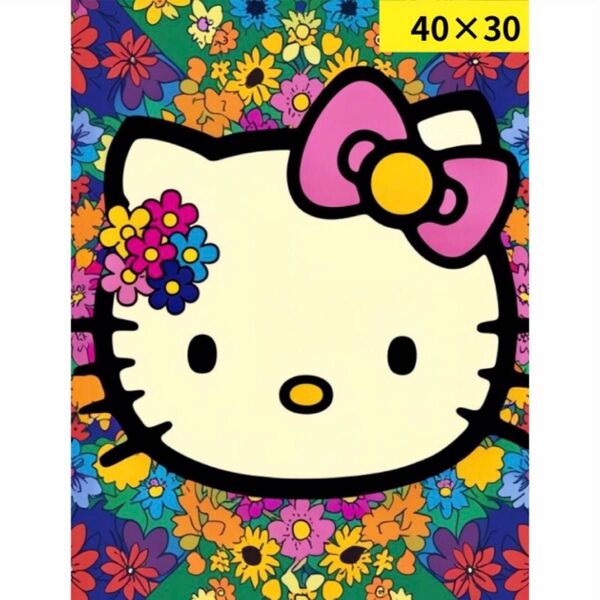 ダイヤモンドアート 40×30 花とネコ