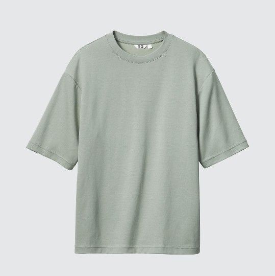 ユニクロ エアリズムコットン オーバーサイズ Tシャツ グリーン 5分袖