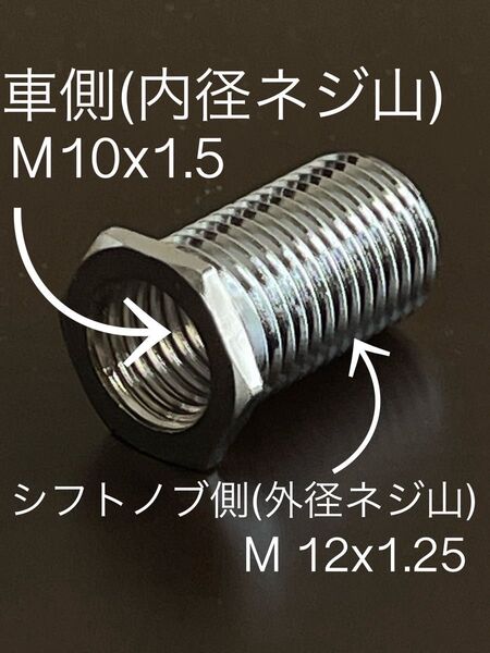 シフトノブ変換ネジM12x1.25→M10x1.5