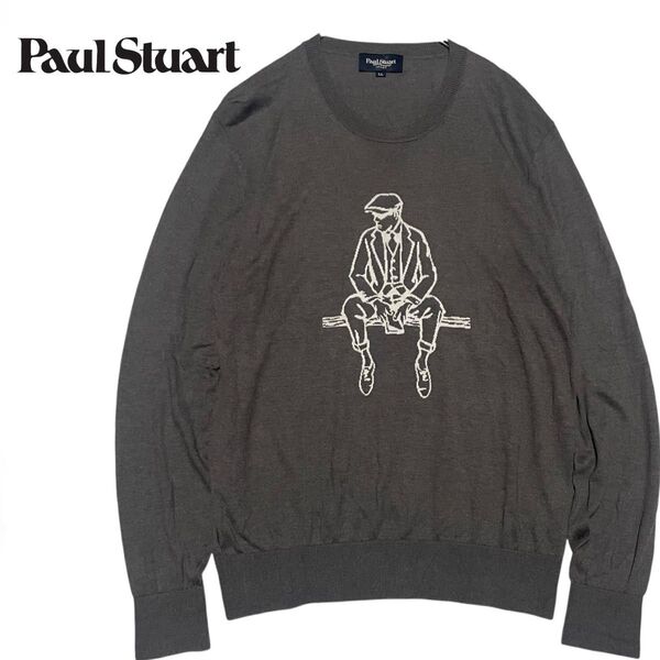Paul Stuart ポールスチュアート デカロゴ 薄手 ニット LL