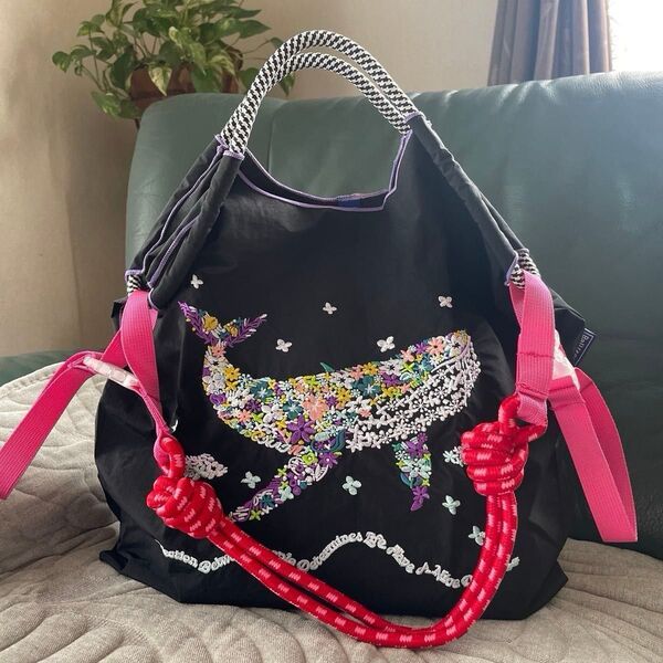 刺繍トートバッグ 、エコバッグ、ショルダーストラップ付き
