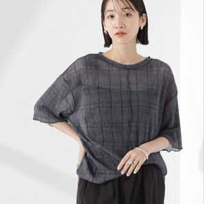新品未使用★ 楊柳チェックシアーカットTシャツ ナノユニバース