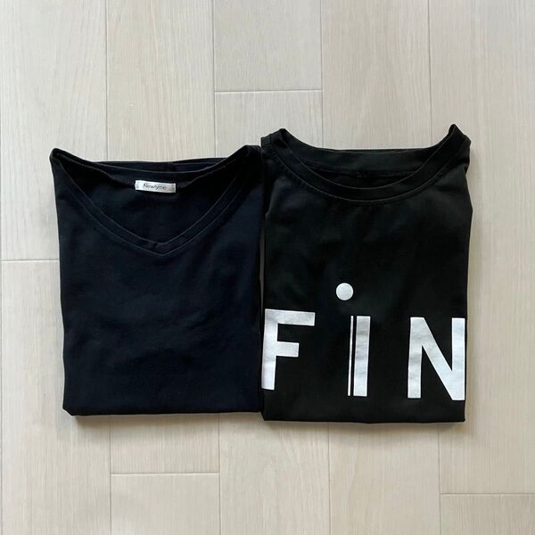 レディース 半袖 Tシャツ 2枚セット Mサイズ相当 ブラック 黒