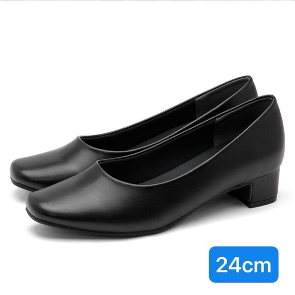 【新品】黒パンプス703BL/24cm冠婚葬祭 就活 入学式 痛くない 走れるパンプス 靴 ブラック パンプス シューズ