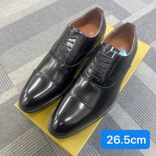新品】防滑仕様靴底1210BL/ 26.5cmビジネスシューズ ブラック 内羽根 ストレートチップ 入学式 卒業式 冠婚葬祭