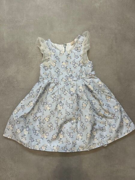 ワンピース 半袖ワンピース ドレス 女の子 キッズ服 発表会 誕生日 結婚式 花柄 リボン プティマイン