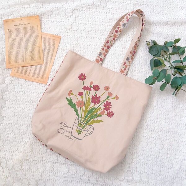 【SALE】トートバッグ 花柄 韓国風 ハンドメイド