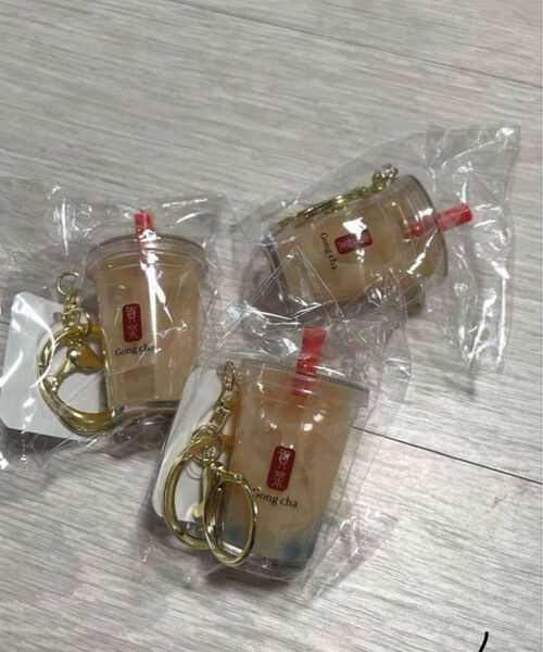 ゴンチャ 立体 キーホルダー パールミルクティー 貢茶 タピオカ キーリング