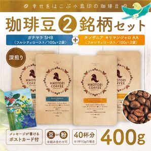 【珈琲豆100g×4】ガテマラSHB&キリマンジャロAA 深煎り 自家焙煎