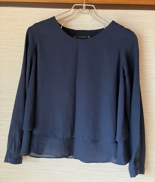 ブラウス 長袖 ネイビー ZARA オフィス カジュアル フォーマル EUR S / USA S / MEX 26