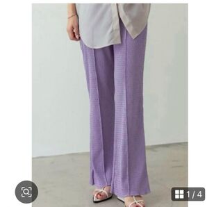 Re:Edit リエディ レディース センタープレス MT M 春 夏 スラックス ウエストゴム ピンタック パンツ ズボン