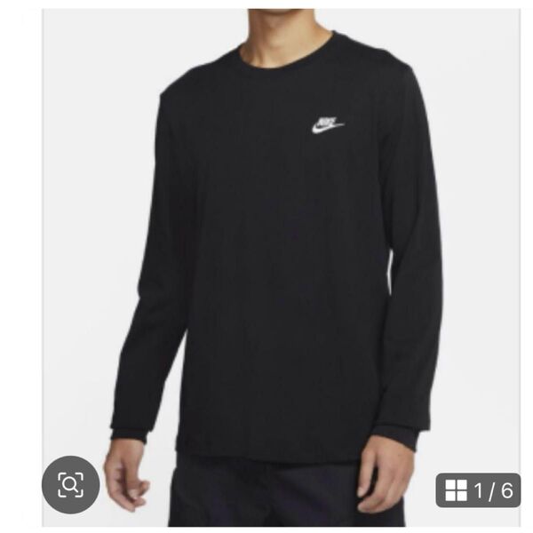 NIKE ナイキ メンズ 長袖Tシャツ ロンT ブラック 黒 L 薄手 刺繍ロゴ Tシャツ ロンT 長袖 ロングスリーブ ロゴ