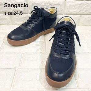 【美品】Sangacio サンガッチョ にゅーず SG MID ネイビー 24.5